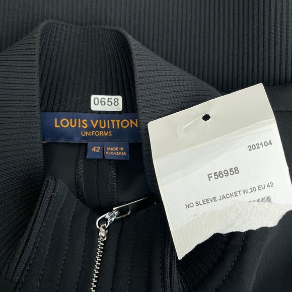 Louis Vuitton Uniforms Black No Sleeve Dolman Zip Front Jacket Womens 42/S NWT - Picture 5 of 10